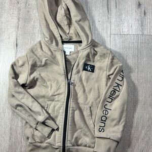 Calvin Klein Jeans Kids Beige Zip-Up Hoodie